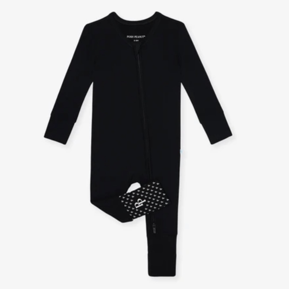 Posh Peanut Black Convertible Two Way Zipper Pj’s Size 2T